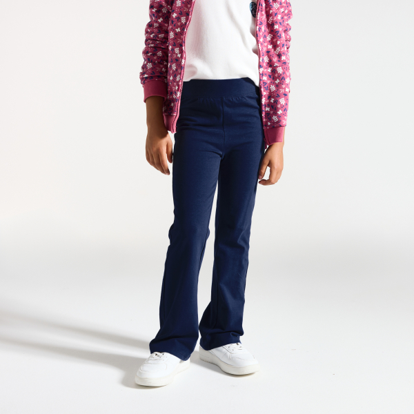 بنطلون لجينز لامع سادة أزرق داكن للفتيات